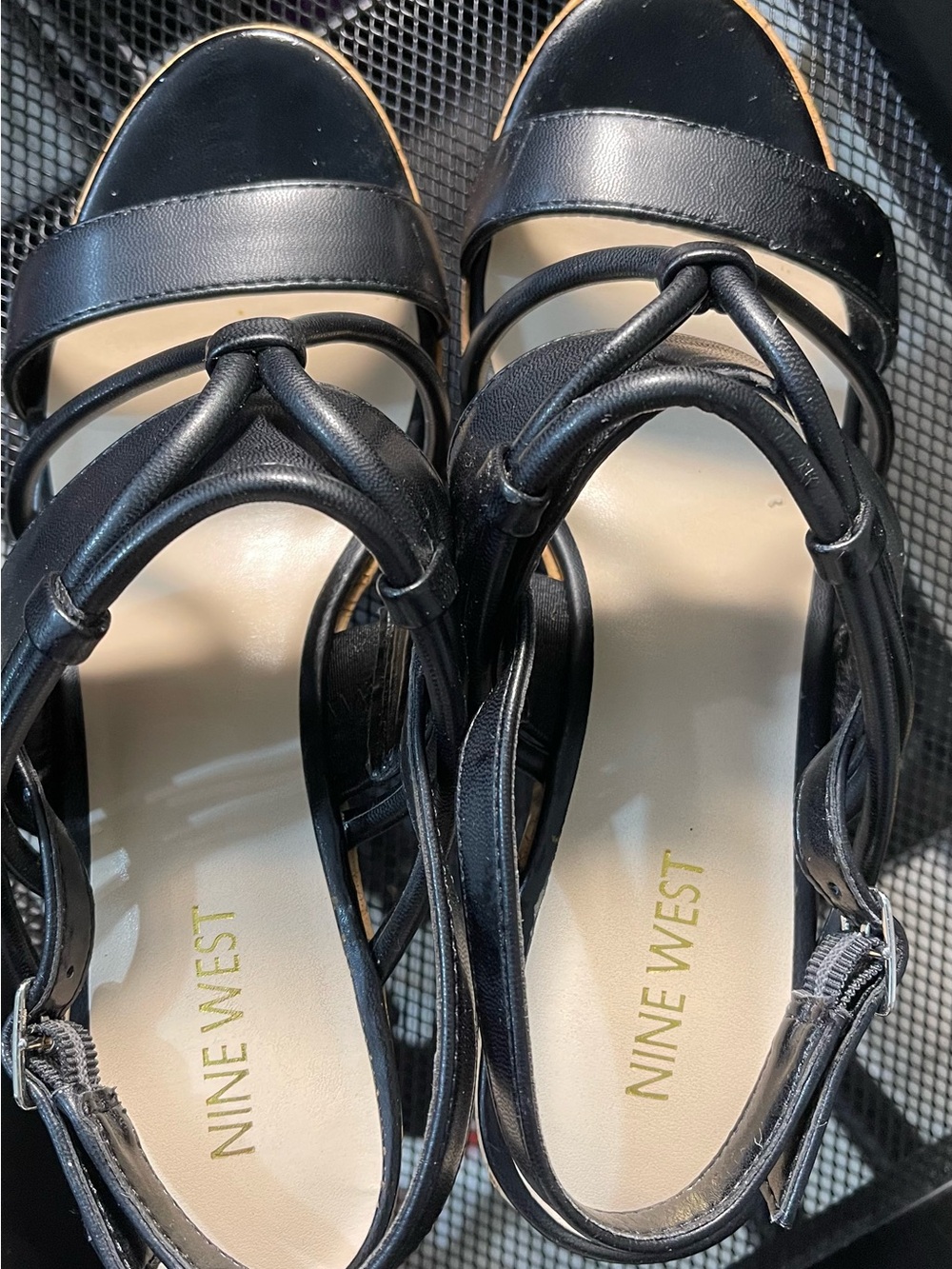 Nine West Black Multi-Strap Heeled Sandals